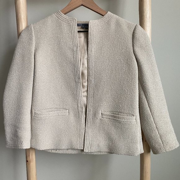 Vince Jackets & Blazers - Vince Beige Crop Textured Jacket Sz 0